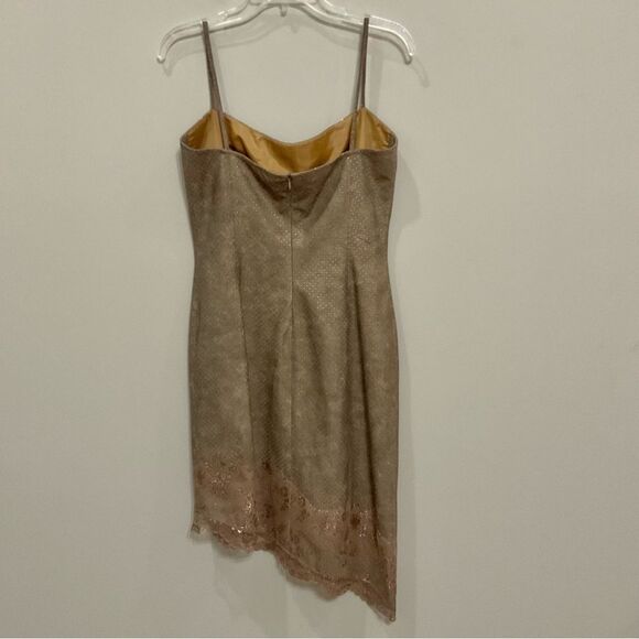 Dina Bar-el Fitted Dress Sz 6 Tan Bronze Asymmetrical Stretch Sleeveless NWT - Picture 6 of 6